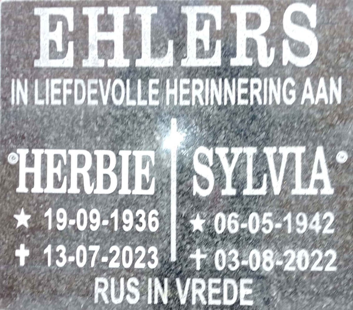 EHLERS Herbie 1936-2023 &amp; Sylvia 1942-2022