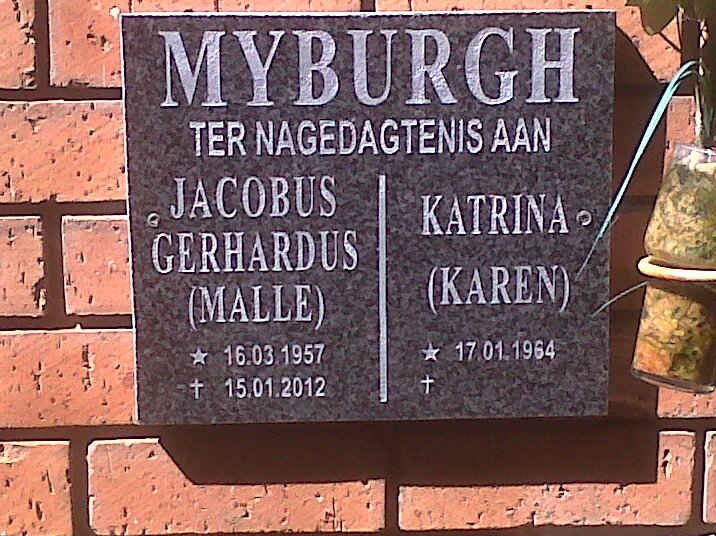 MYBURGH Jacobus Gerhardus 1957-2012 &amp; Katrina 1964-