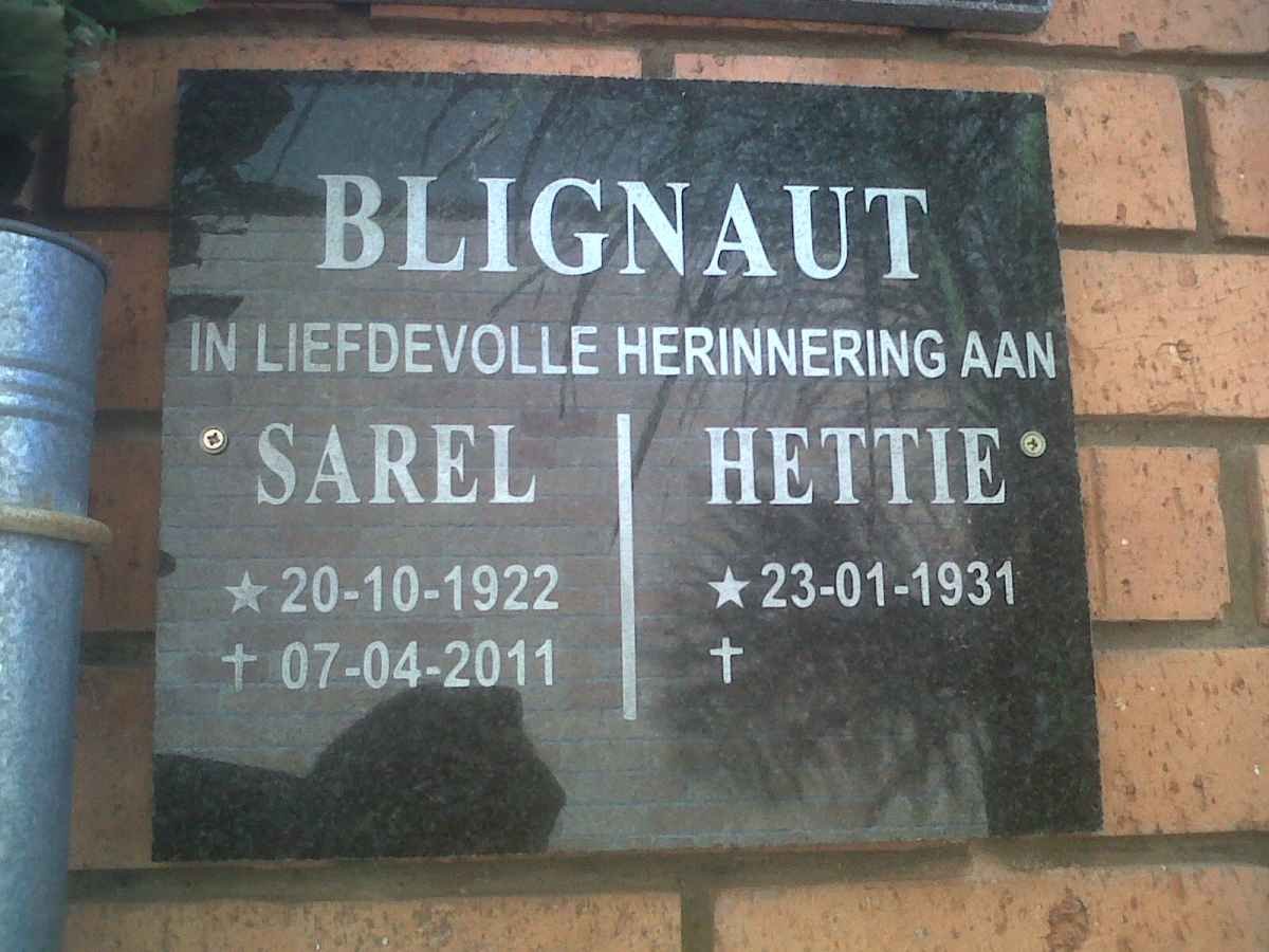 BLIGNAUT Sarel 1922-2011 &amp; Hettie 1931-