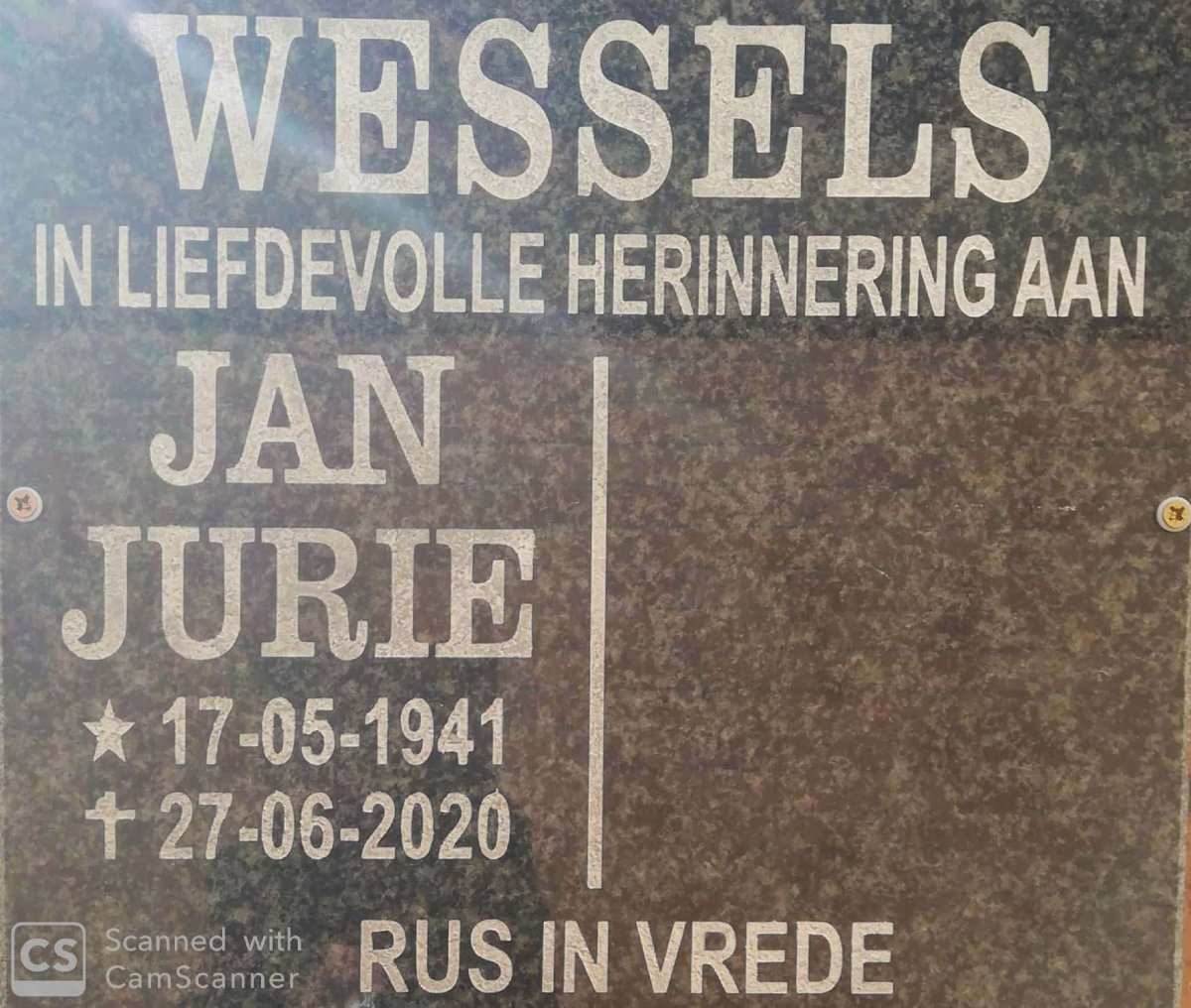WESSELS Jan Jurie 1941-2020