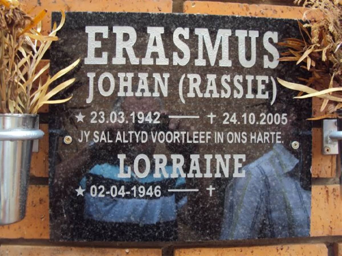 ERASMUS Johan 1942-2005 &amp; Lorraine 1946-
