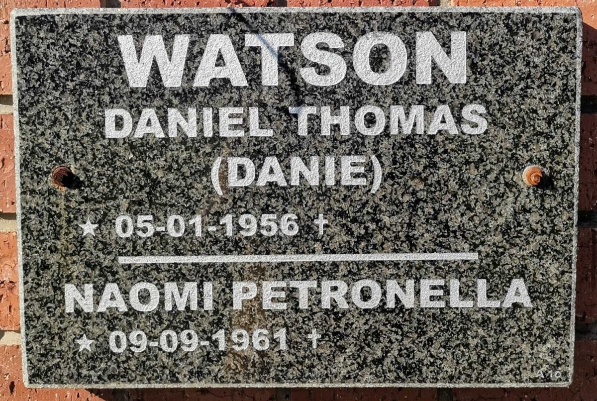 WATSON Daniel Thomas 1956- &amp; Naomi Petronella 1961-
