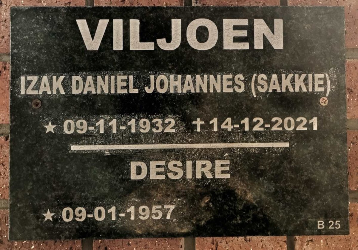 VILJOEN Izak Daniel Johannes 1932-2021 :: VILJOEN Desire 1957-