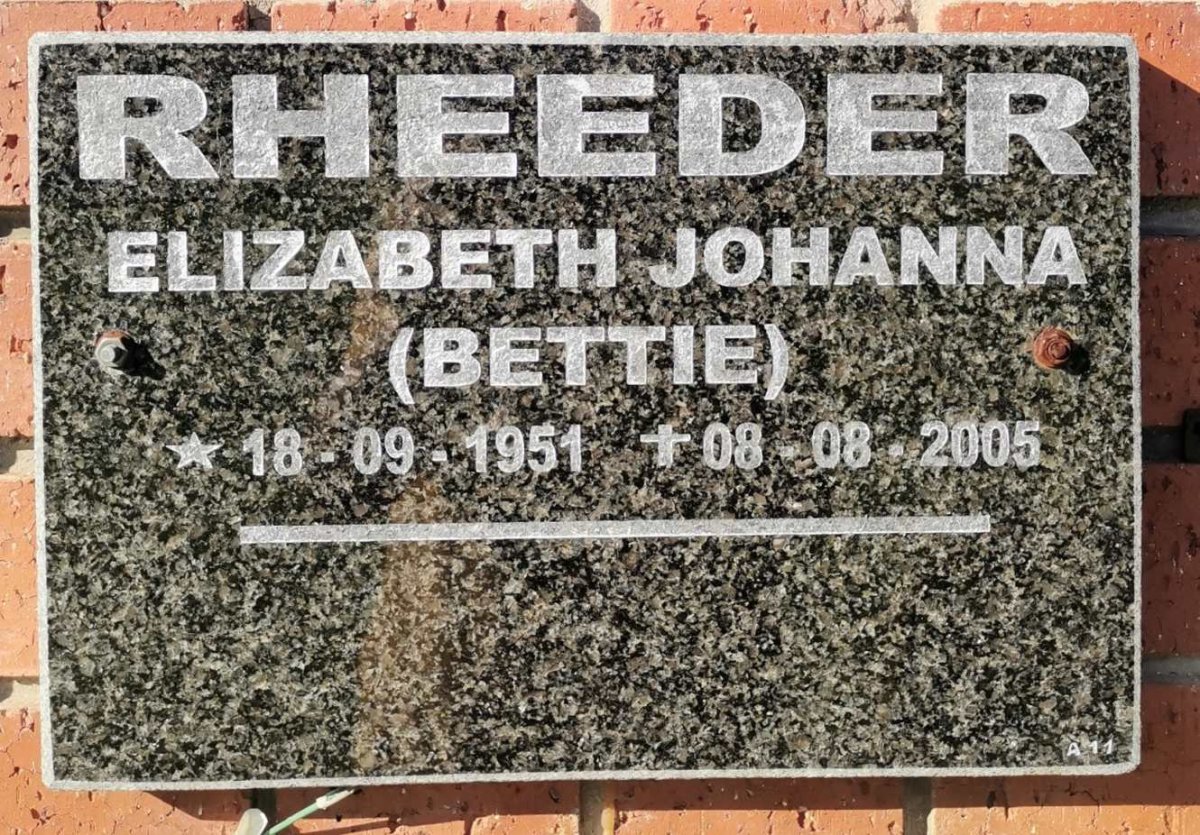 RHEEDER Elizabeth Johanna 1951-2005