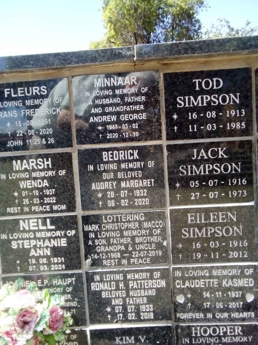 FLEURS :: MARSH :: NELL :: HAUPT :: MINNAAR :: BEDRICK :: LOTTERING :: PATTERSON :: SIMPSON :: KASMED :: HOOPER