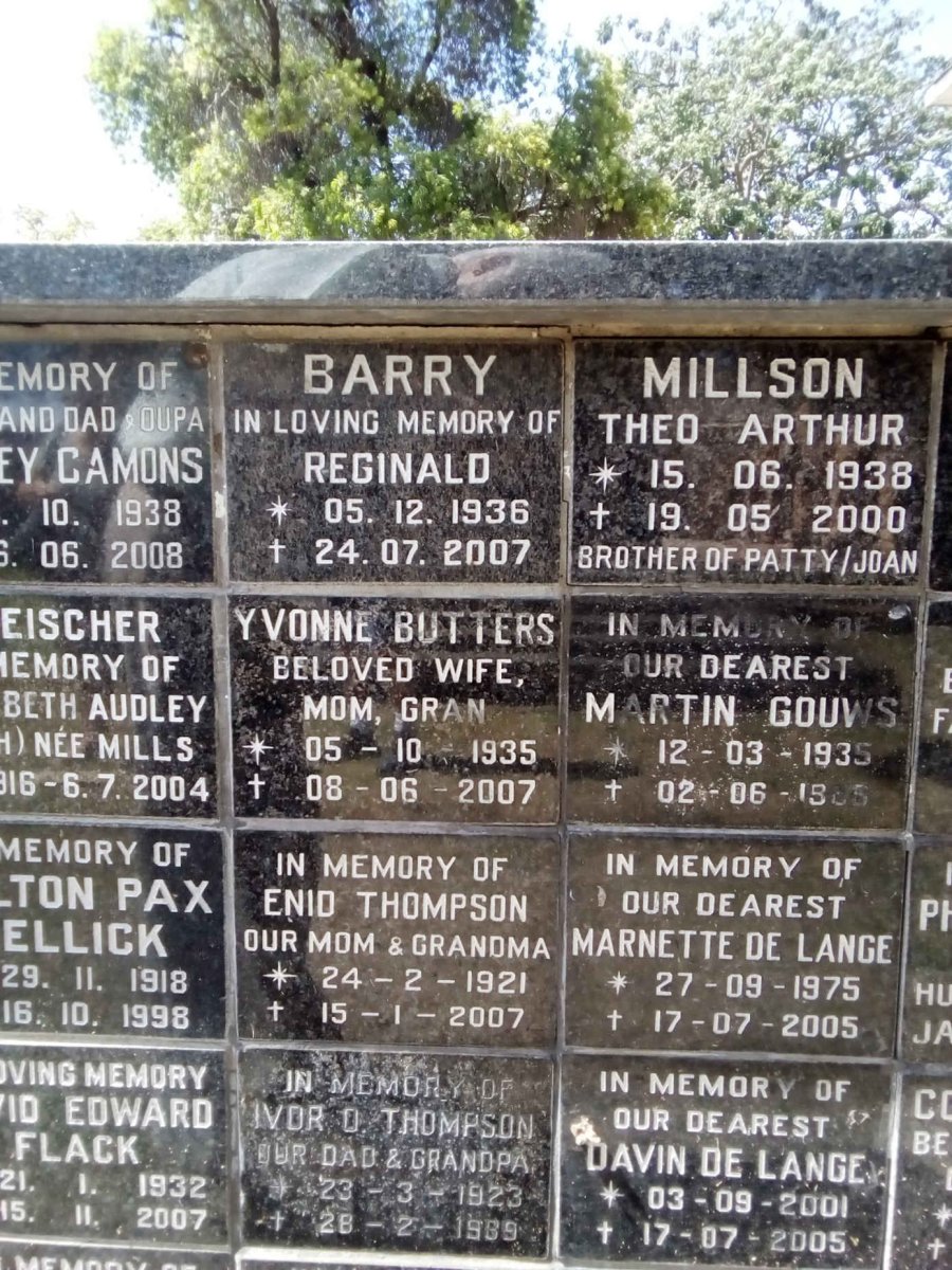 BARRY :: BUTTERS :: THOMPSON :: MILLSON :: GOUWS :: DE LANGE  