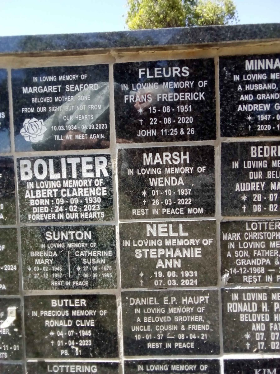SEAFORD :: BOLITER :: SUNTON :: BUTLER :: FLEURS :: MARSH :: NELL :: HAUPT 