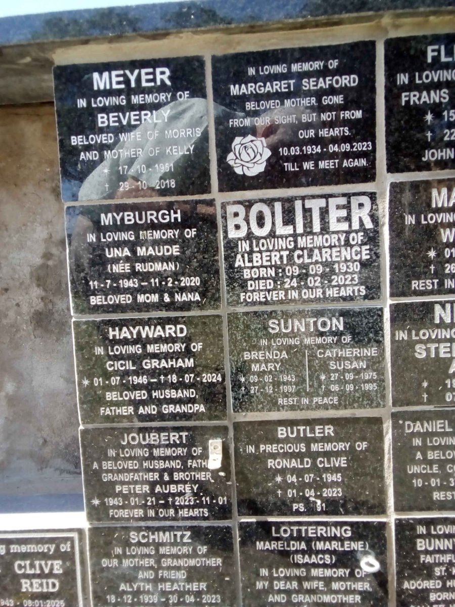 MEYER :: MYBURGH :: HAYWARD :: JOUBERT :: SCHMITZ :: SEAFORD :: BOLITER :: SUNTON :: BUTLER :: LOTTERING 