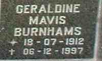 BURNHAMS Geraldine Mavis 1912-1997