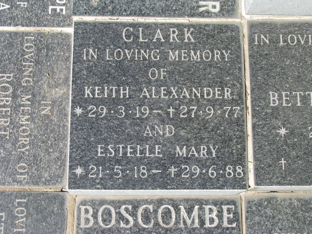CLARK Keith Alexander 1919-1977 &amp; Estelle Mary 1918-1988