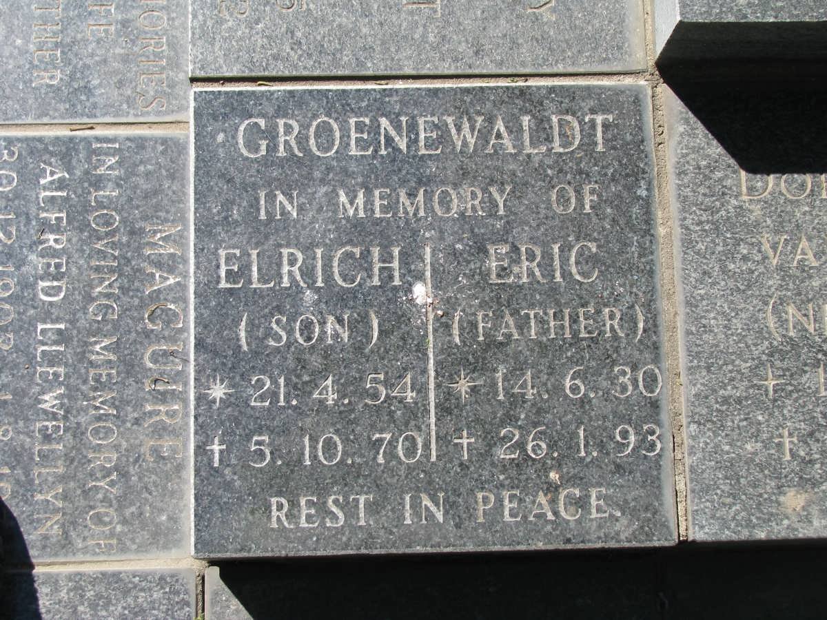 GROENEWALDT Eric 1930-1993 :: GROENEWALDT Elrich 1954-1970