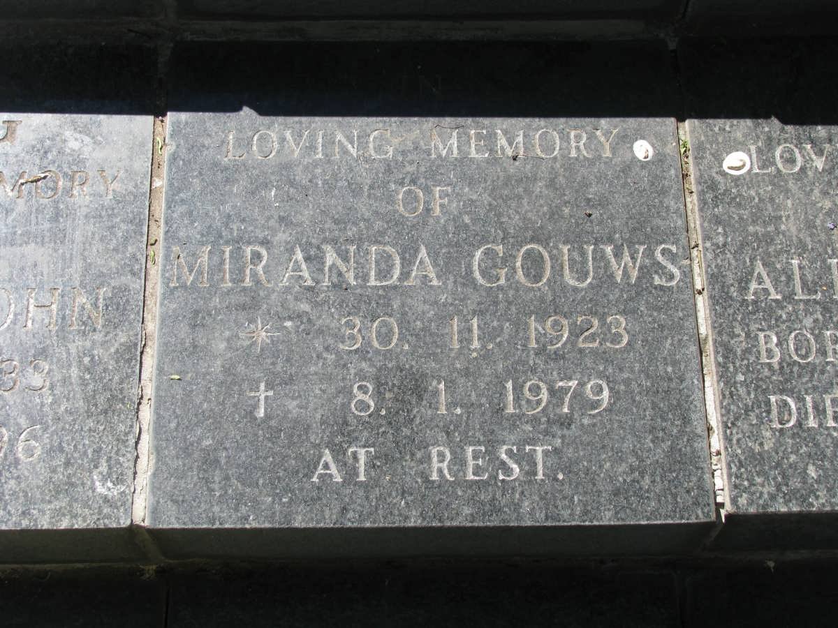 GOUWS Miranda 1923-1979