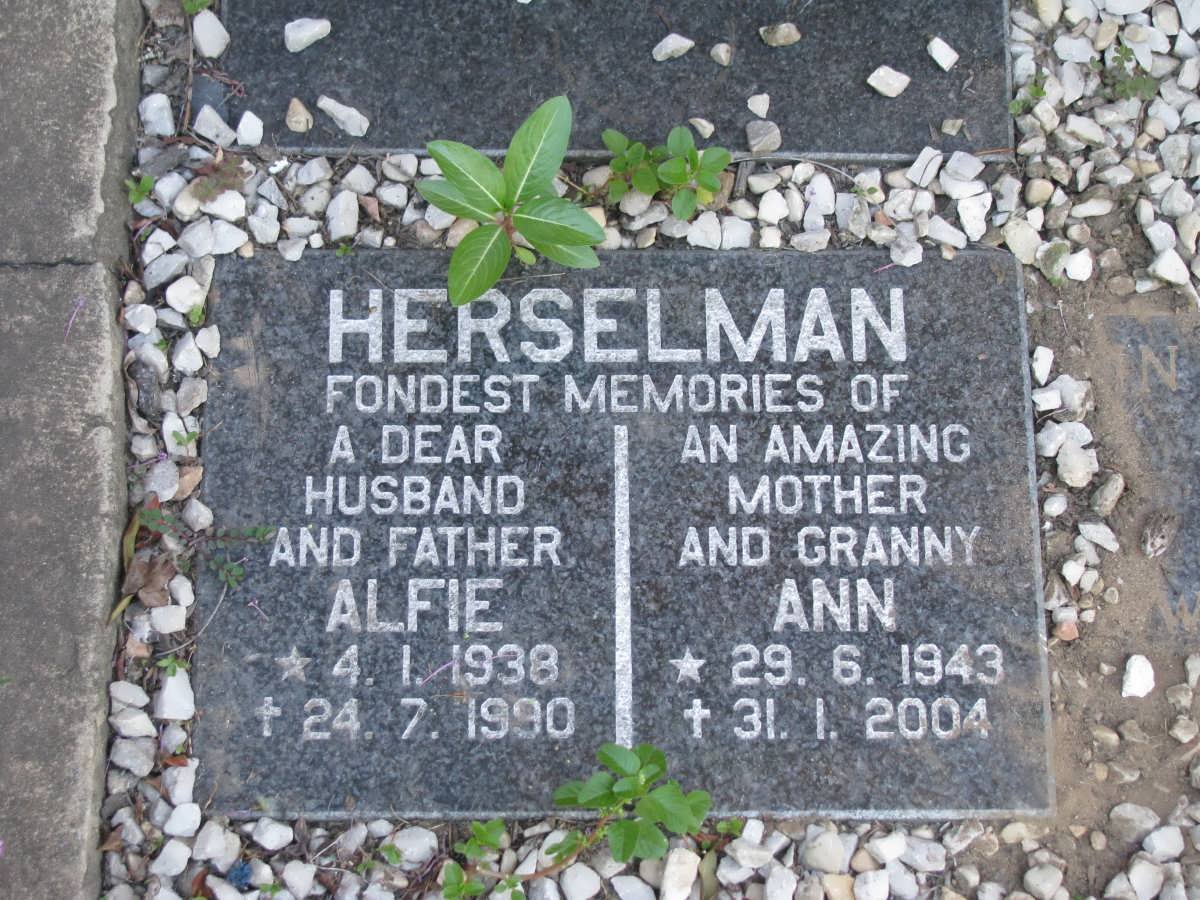 HERSELMAN Alfie 1938-1990 &amp; Ann 1943-2004