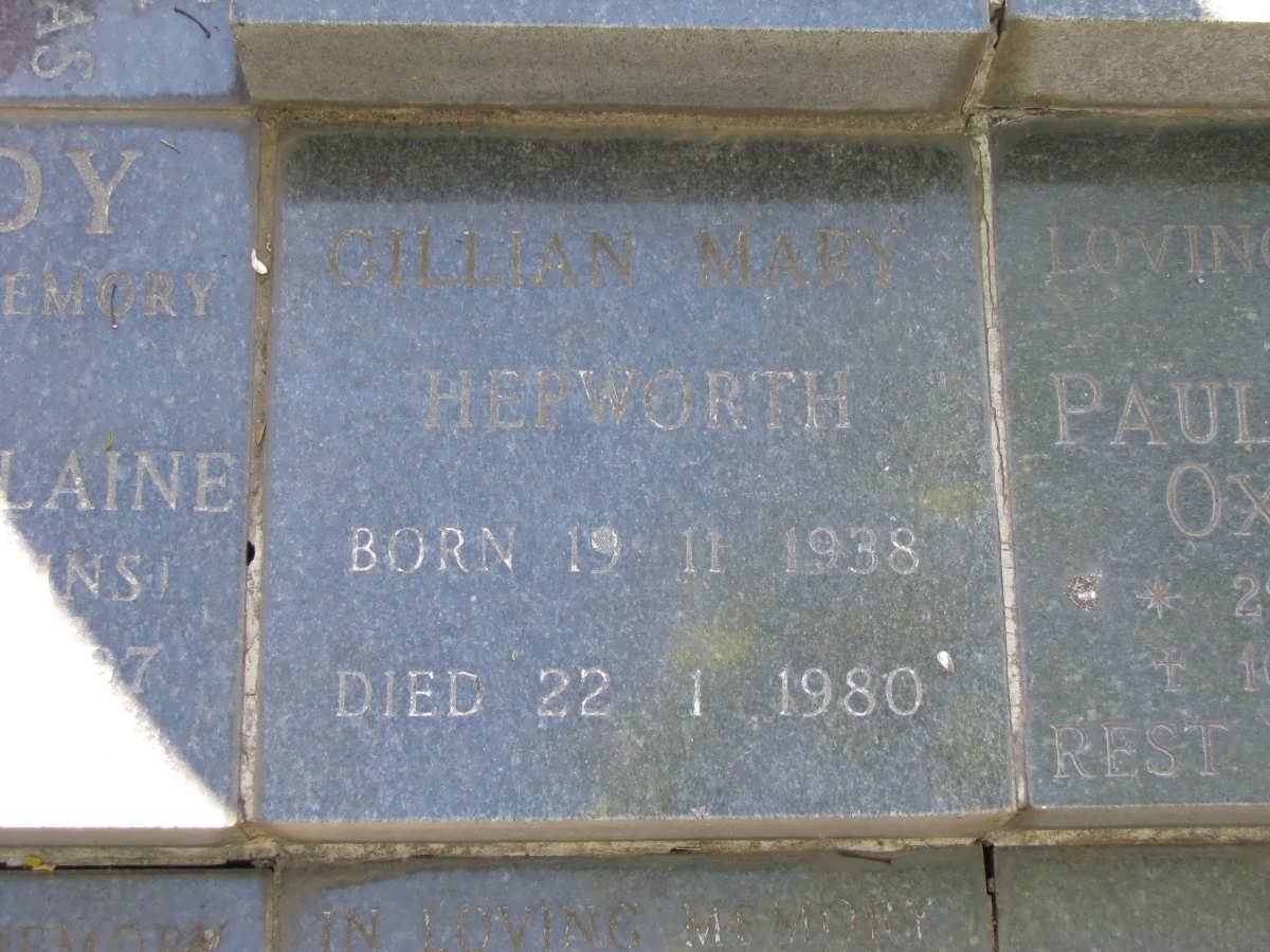 HEPWORTH Gillian Mary 1938-1980