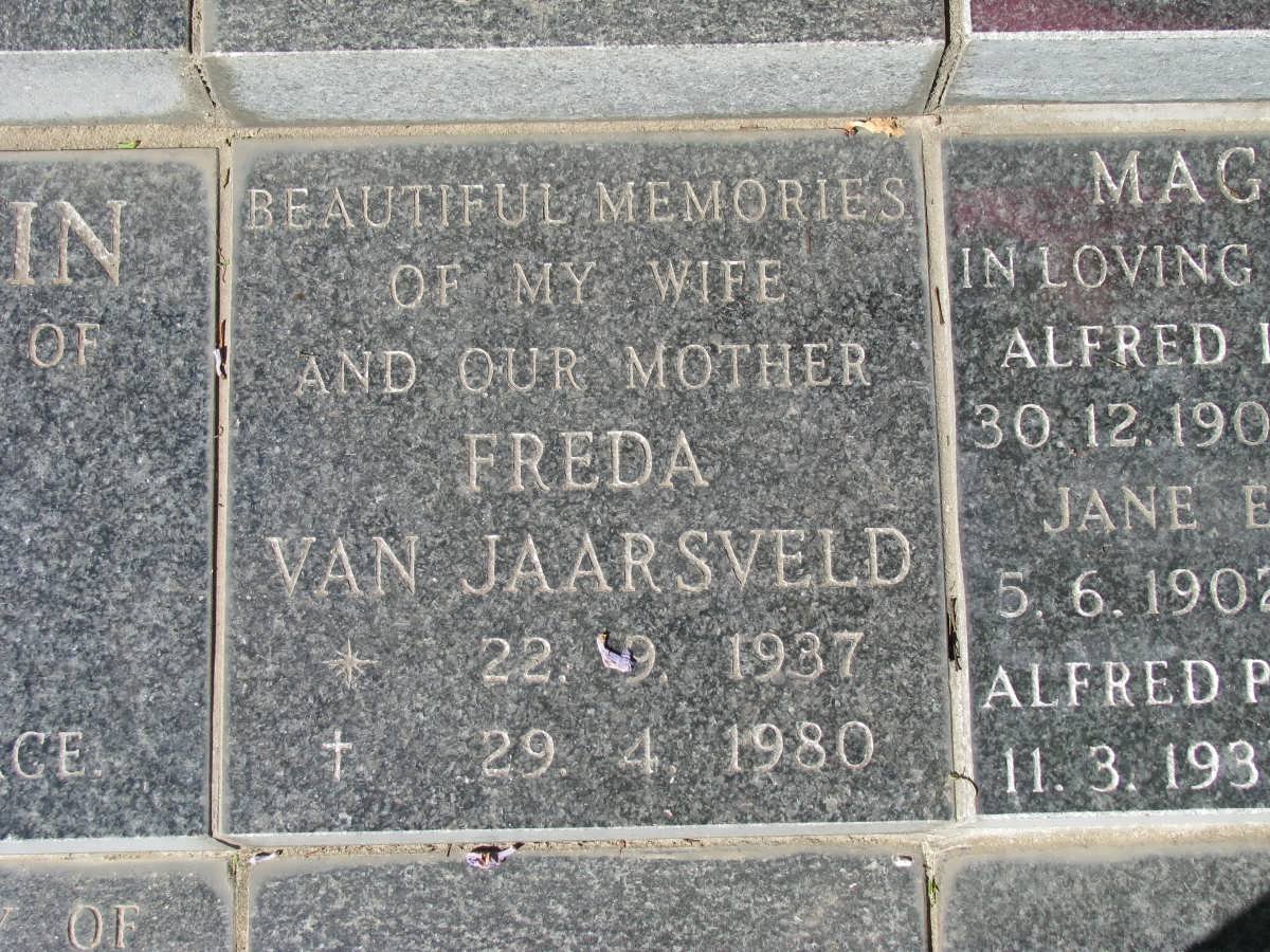 JAARSVELD Freda, van 1937-1980