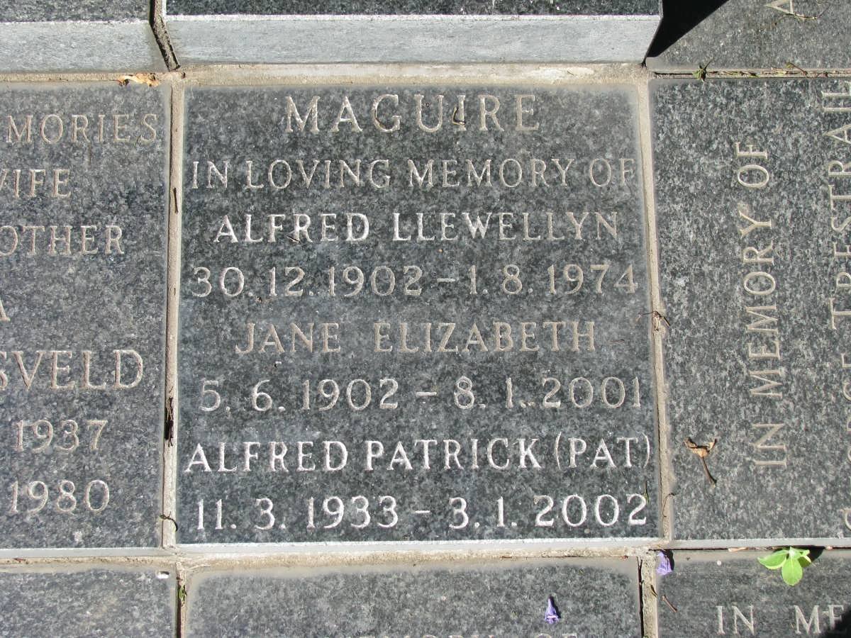 MAGUIRE Alfred Llewellyn 1902-1974 &amp; Jane Elizabeth 1902-2001 :: MAGUIRE Alfred Patrick 1933-2002
