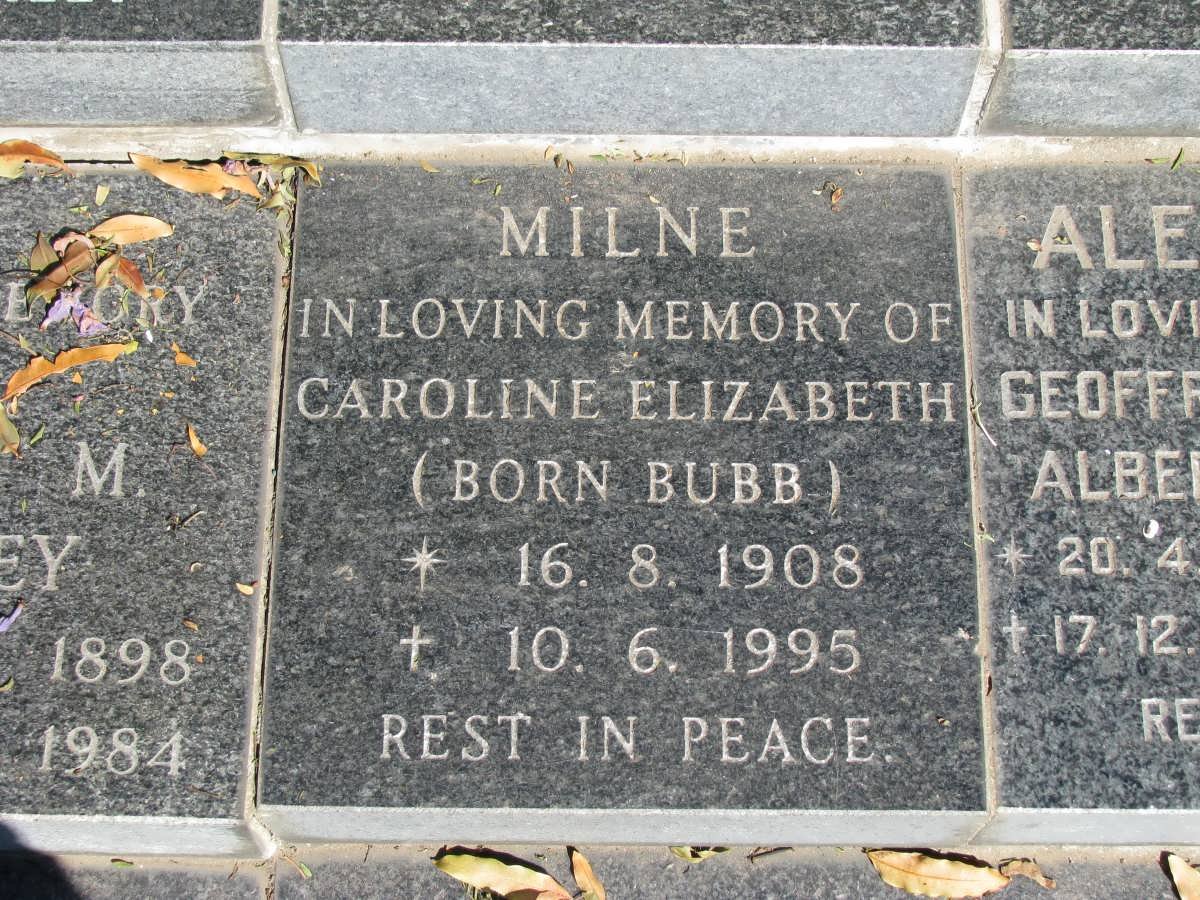 MILNE Caroline Elizabeth nee BUBB 1908-1995