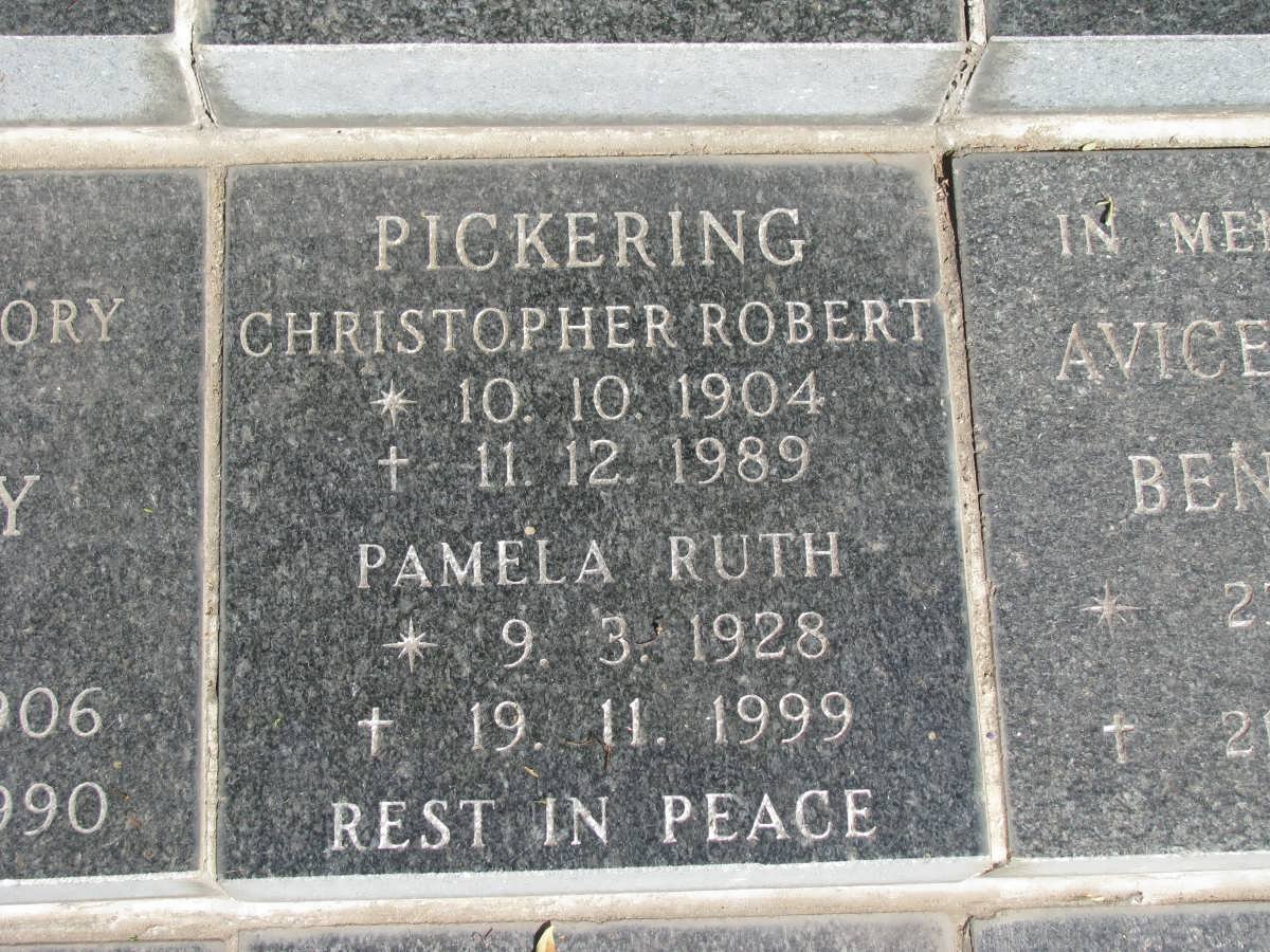 PICKERING Christopher Robert 1904-1989 &amp; Pamela Ruth 1928-1999