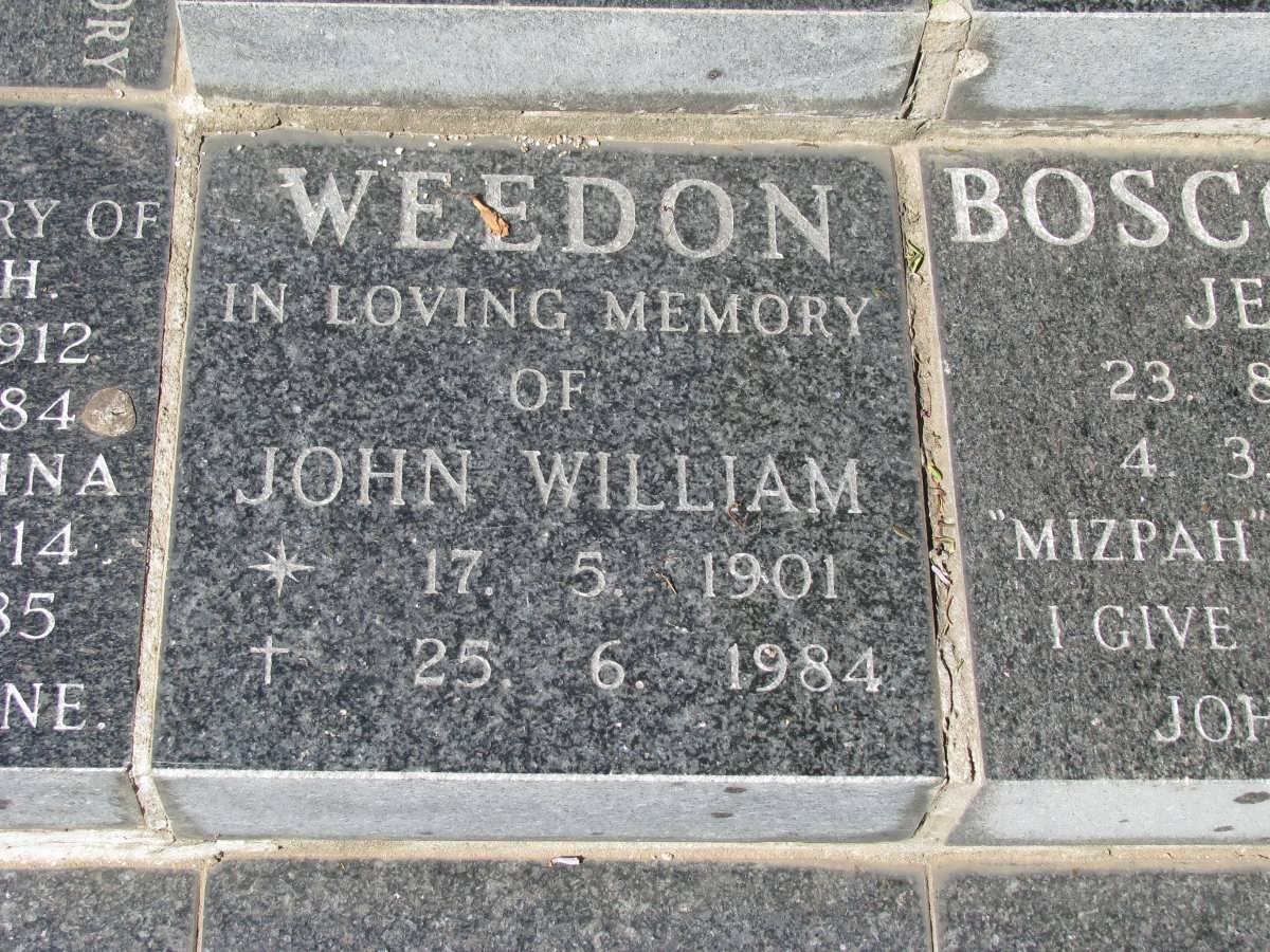 WEEDON John William 1901-1984