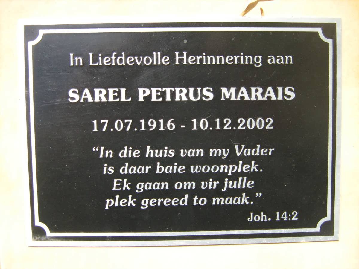 MARAIS Sarel Petrus 1916-2002