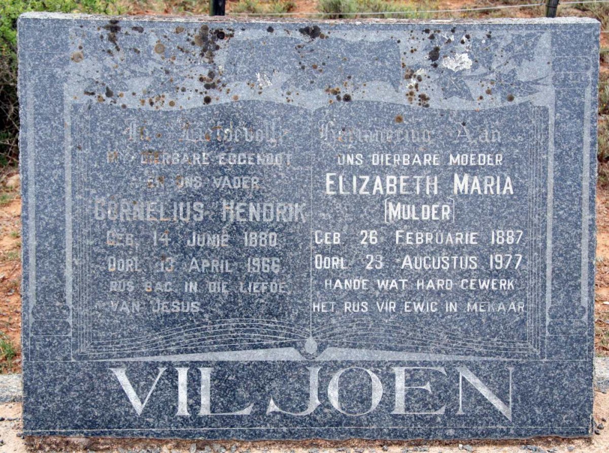 VILJOEN Cornelius Hendrik 1880-1966 &amp; Elizabeth Maria MULDER 1887-1977