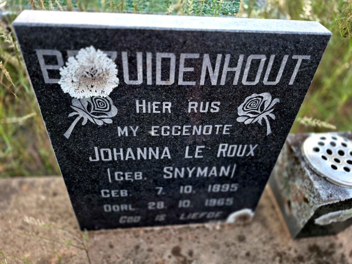 BEZUIDENHOUT Johanna Le Roux nee SNYMAN 1895-1965