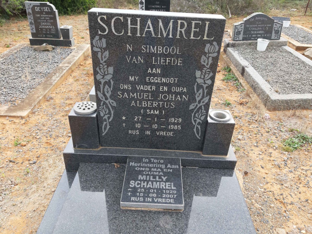 SCHAMREL Samuel Johan Albertus 1929-1985 &amp; Milly 1929-2007