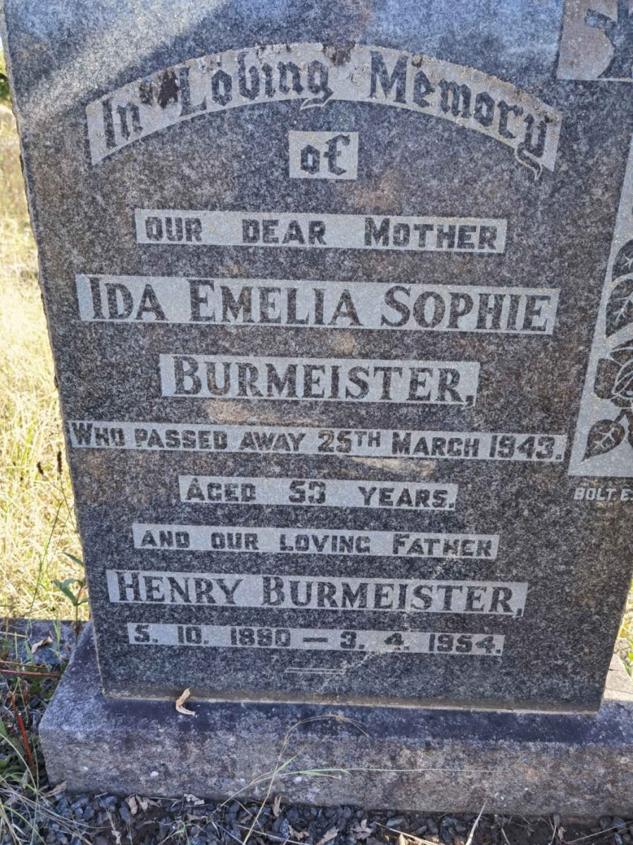 BURMEISTER Henry 1890-1954 &amp; Ida Emelia Sophie -1943