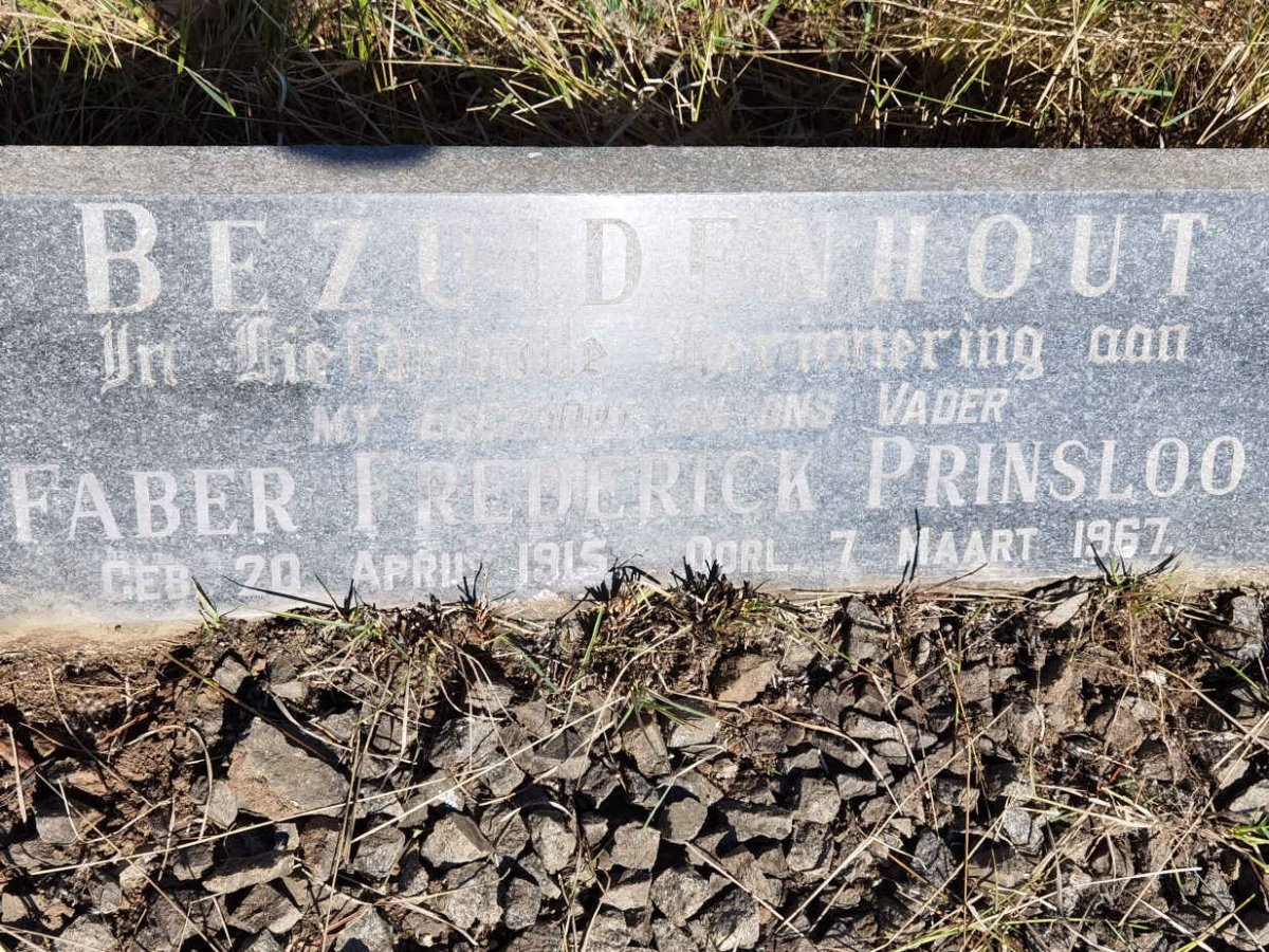 BEZUIDENHOUT Faber Frederick Prinsloo 1915-1967