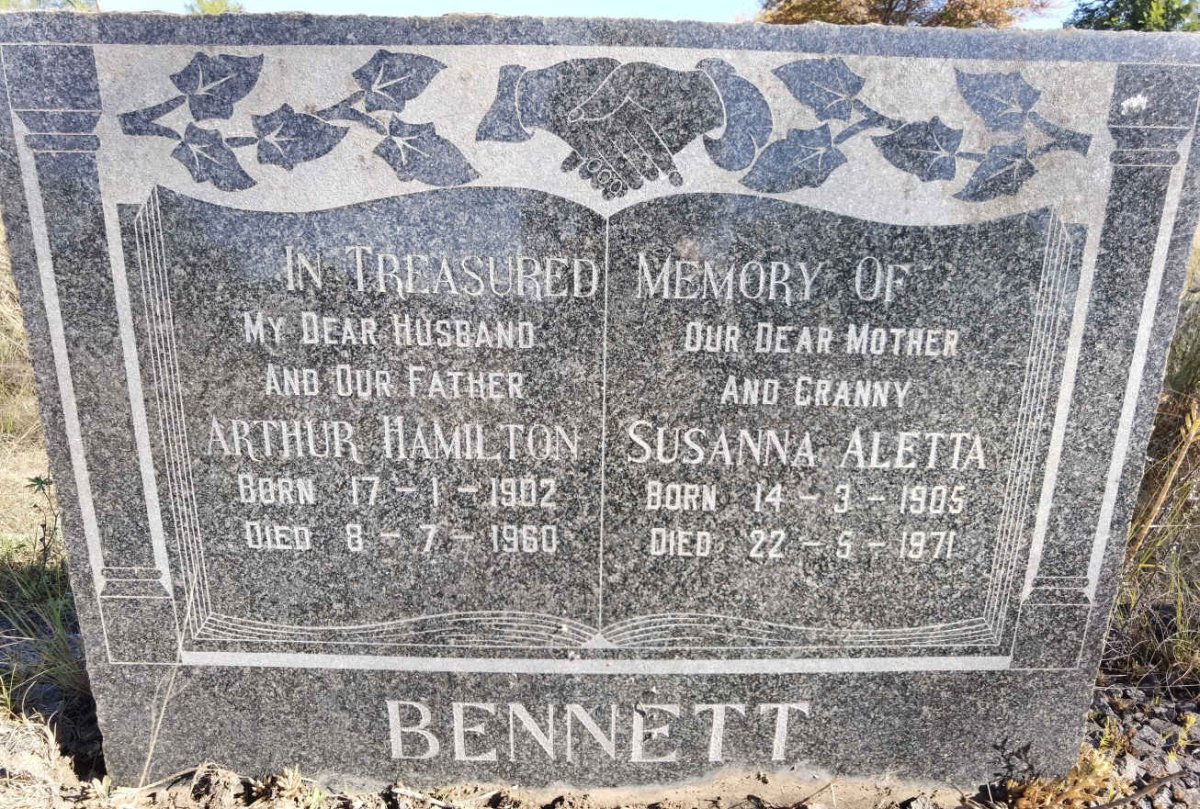 BENNETT Arthur Hamilton 1902-1960 &amp; Susanna Aletta 1905-1971