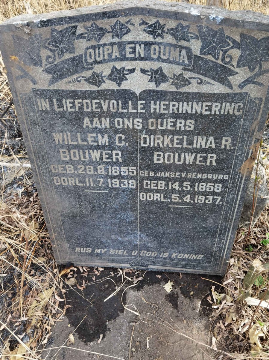 BOUWER Willem C. 1855-1939 &amp; Dirkelina R. JANSE VAN RENSBURG 1858-1937