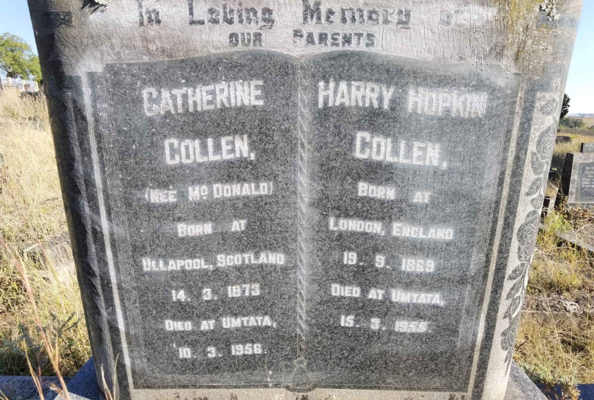 COLLEN Harry Hopkin 1869-1955 &amp; Catherine McDONALD 1873-1956