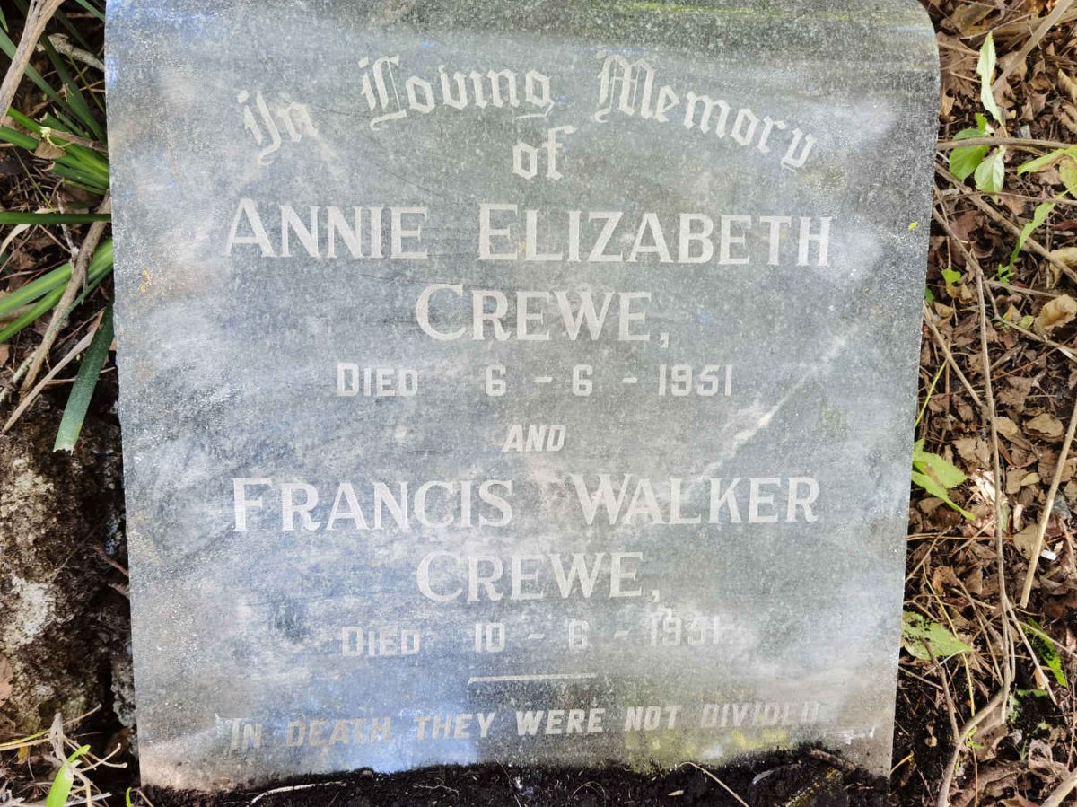 CREWE Francis Walker -1951 &amp; Annie Elizabeth -1951