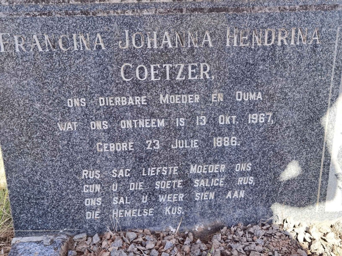 COETZER Francina Johanna Hendrina 1886-1967