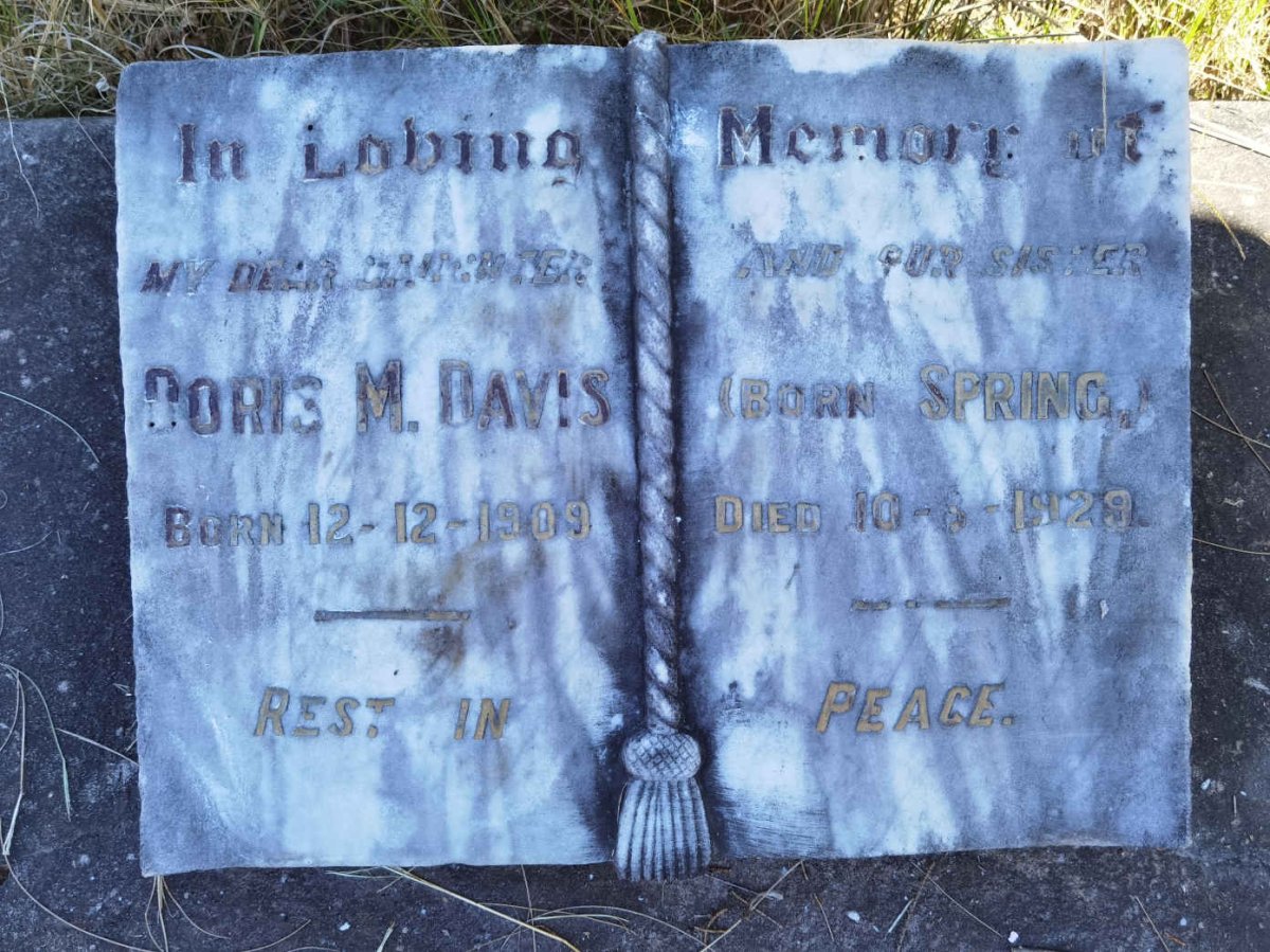 DAVIS Doris M. nee SPRING 1909-1929