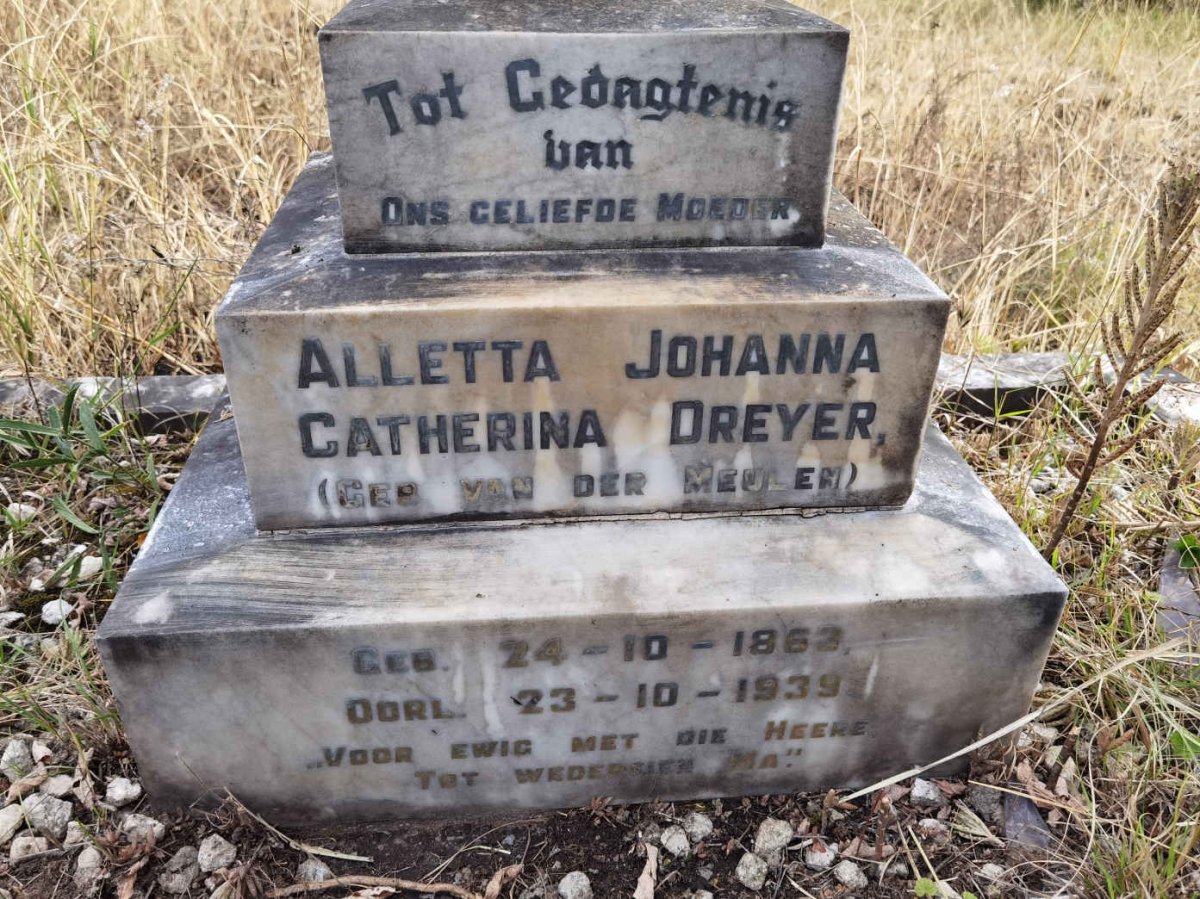 DREYER Alletta Johanna Catharina nee VAN DER MEULEN 1863-1939