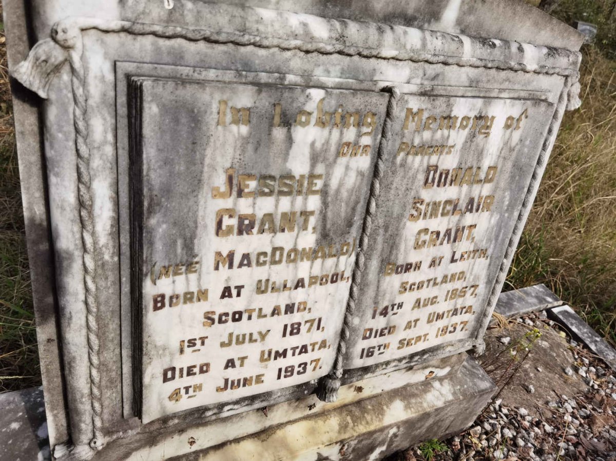 GRANT Donald Sinclair 1857-1937 &amp; Jessie MacDONALD 1871-1937