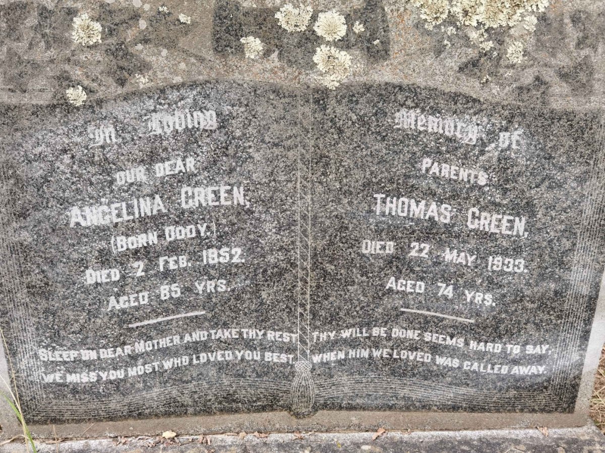 GREEN Thomas -1933 &amp; Angelina ODDY -1952