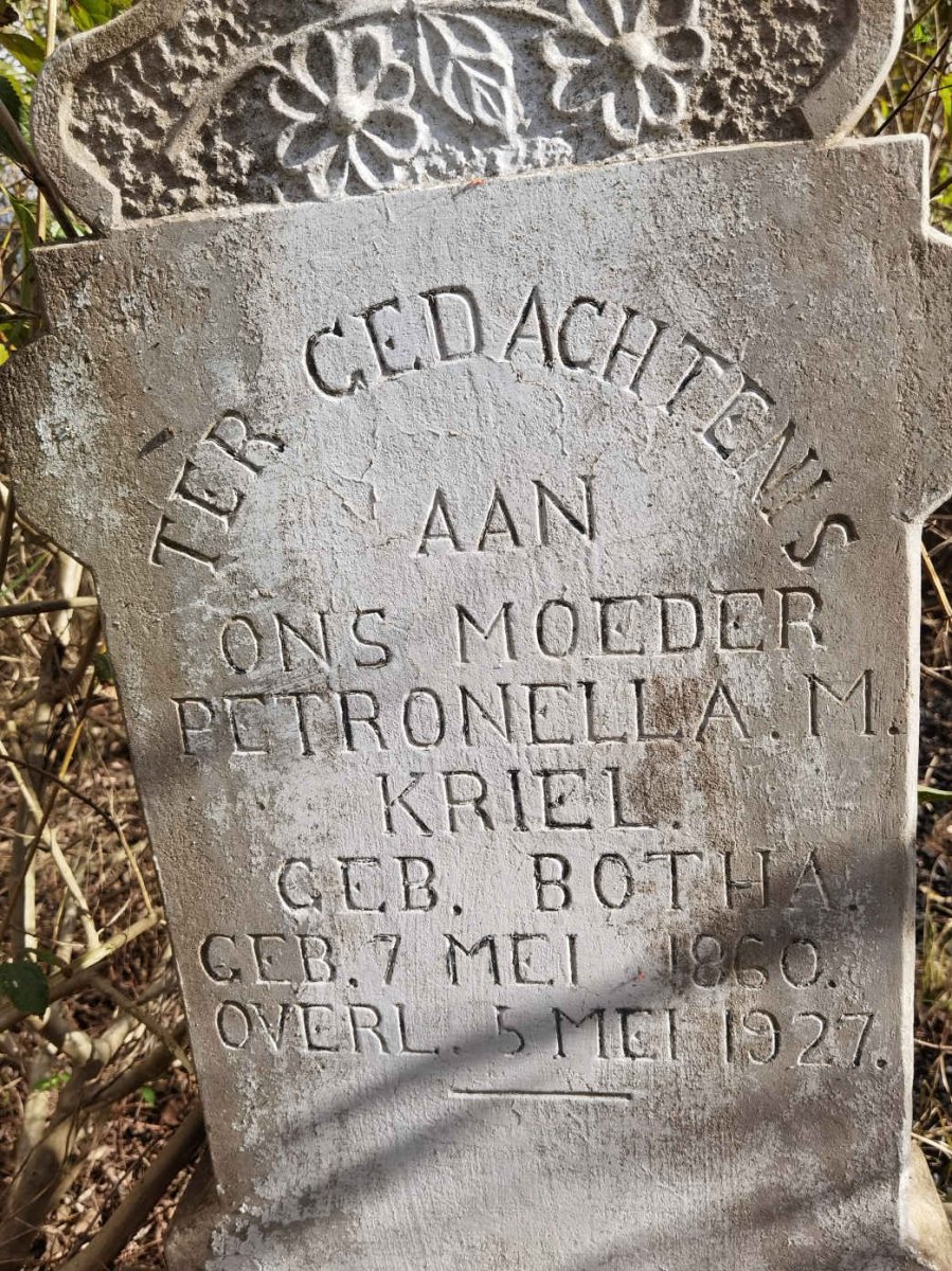 KRIEL Petronella M. nee BOTHA 1860-1927