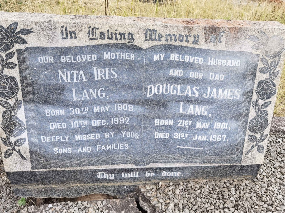 LANG Douglas James 1901-1967 &amp; Nita Iris 1908-1992