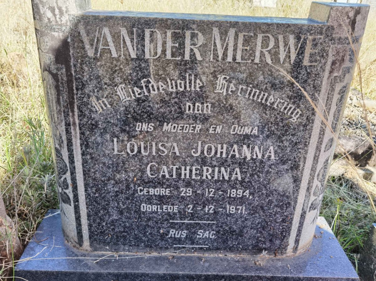 MERWE Louisa Johanna Catherina, van der 1894-1971