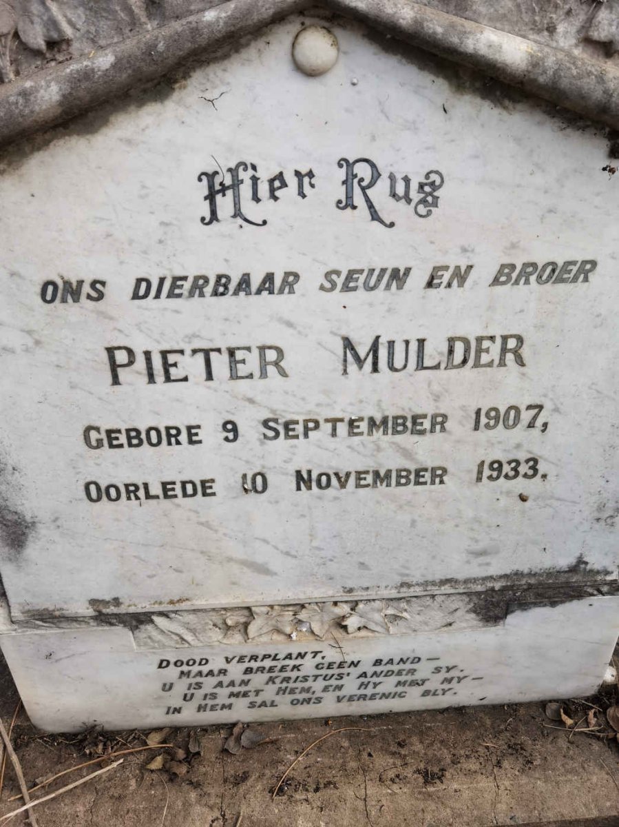 MULDER Pieter 1907-1933