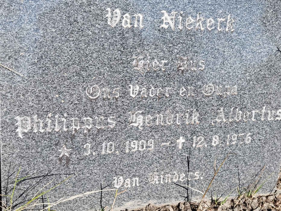 NIEKERK Philippus Hendrik Albertus, van 1909-1976