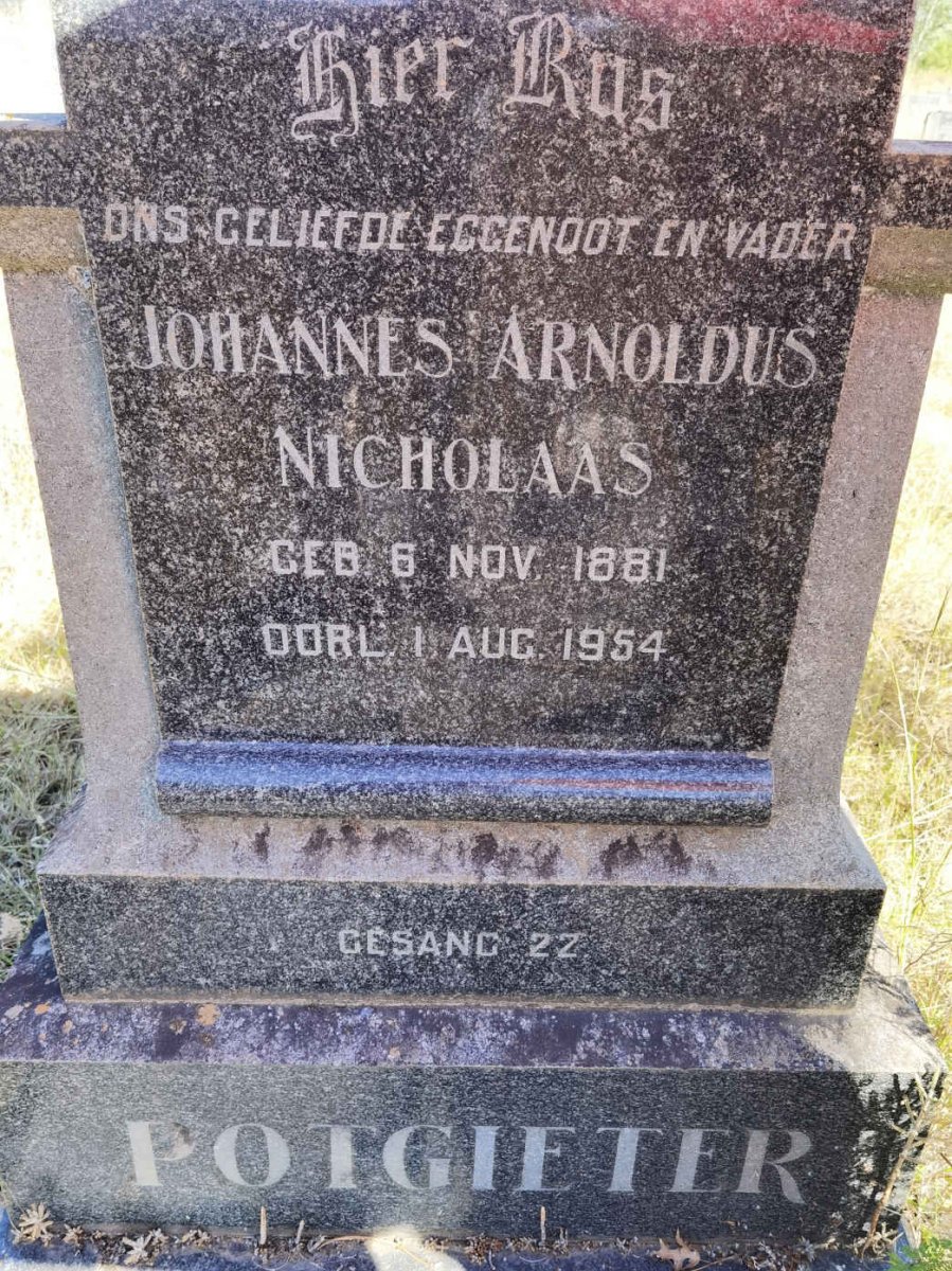 POTGIETER Johannes Arnoldus Nicholaas 1881-1954