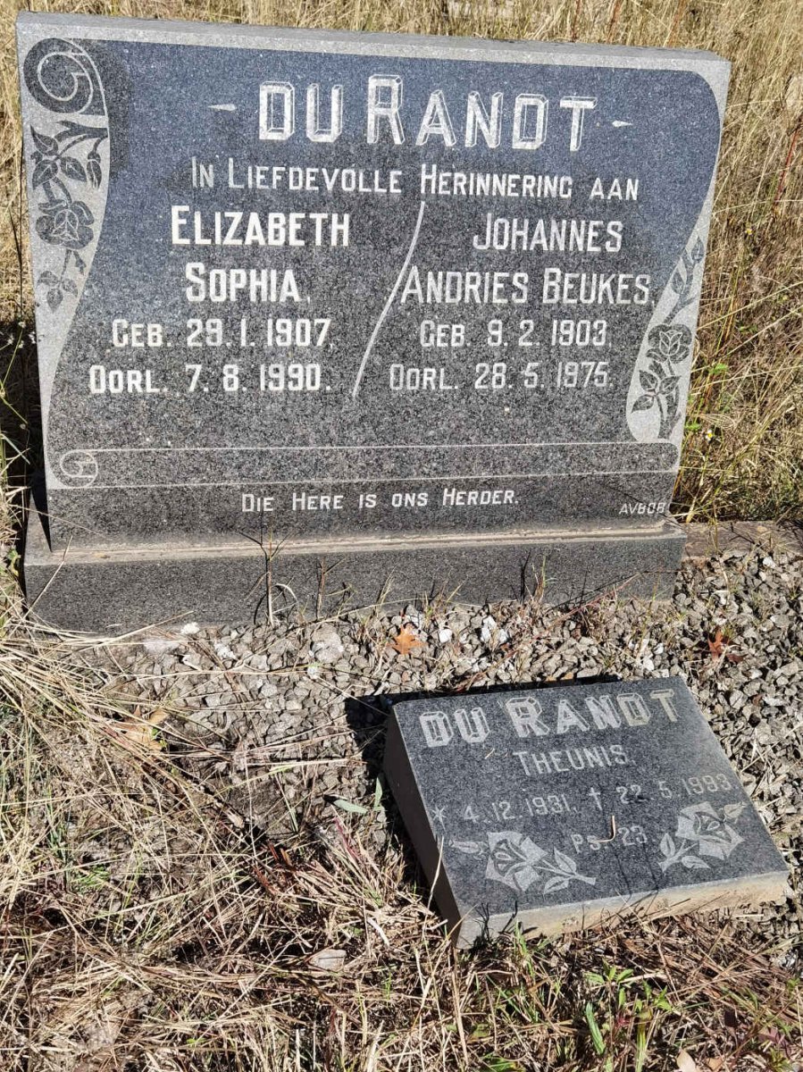 RANDT Johannes Andries Beukes, du 1903-1975 &amp; Elizabeth Sophia 1907-1990 :: RANDT Theunis, du 1931-1993