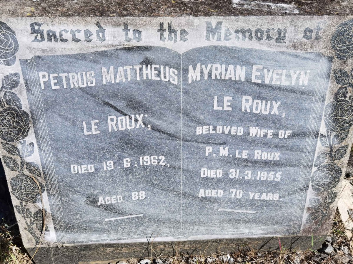 ROUX Petrus Mattheus, le -1962 &amp; Myrian Evelyn -1955