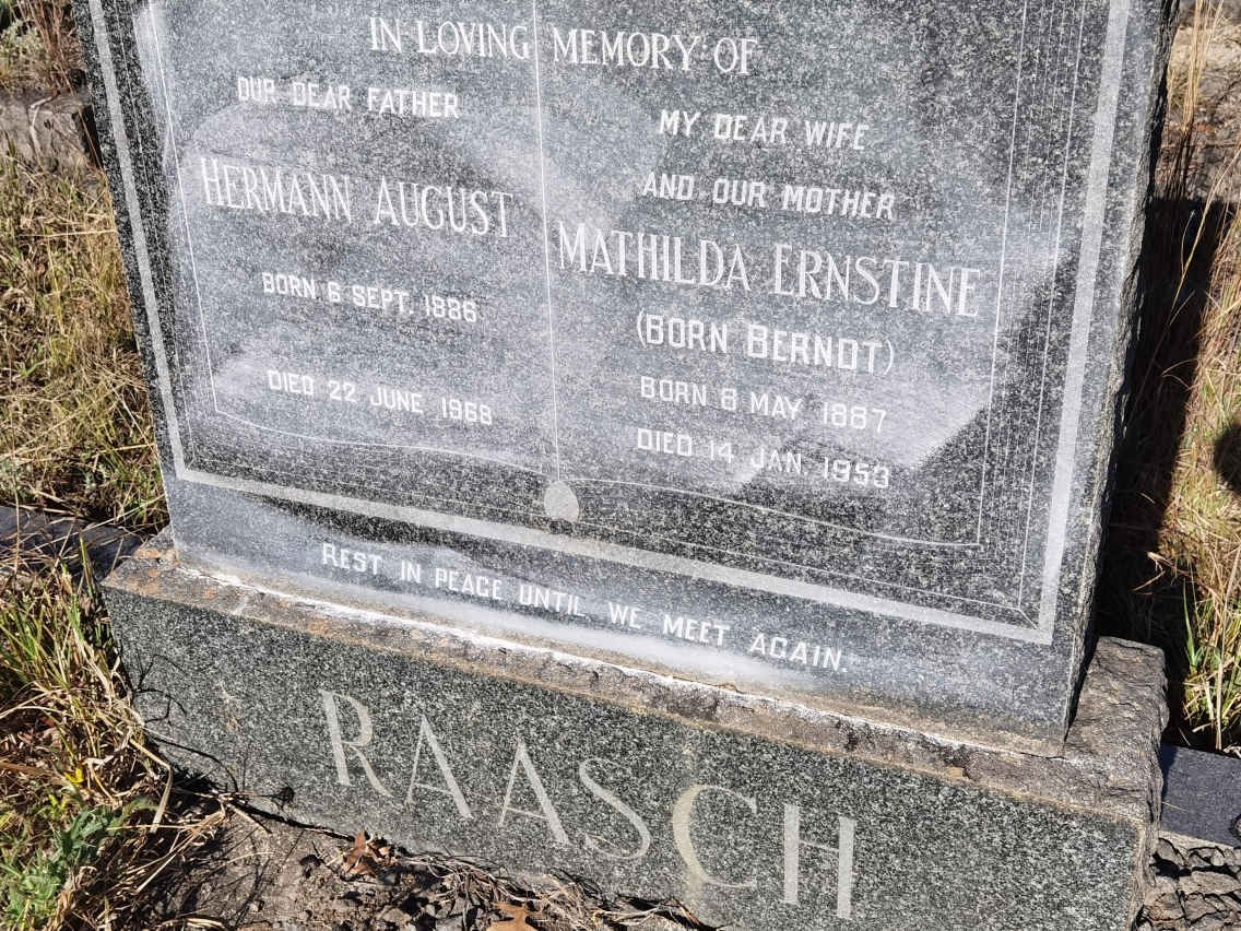 RAASCH Hermann August 1886-1968 &amp; Mathilda Ernstine BERNDT 1887-1953