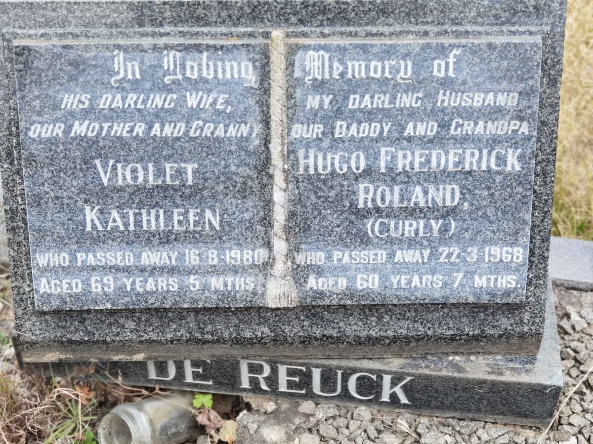 REUCK Hugo Frederick Roland, de -1968 &amp; Violet Kathleen -1980