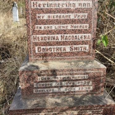 SMITH Hendrina Magdalena Dorothea nee BEZUIDENHOUT 1908-1938