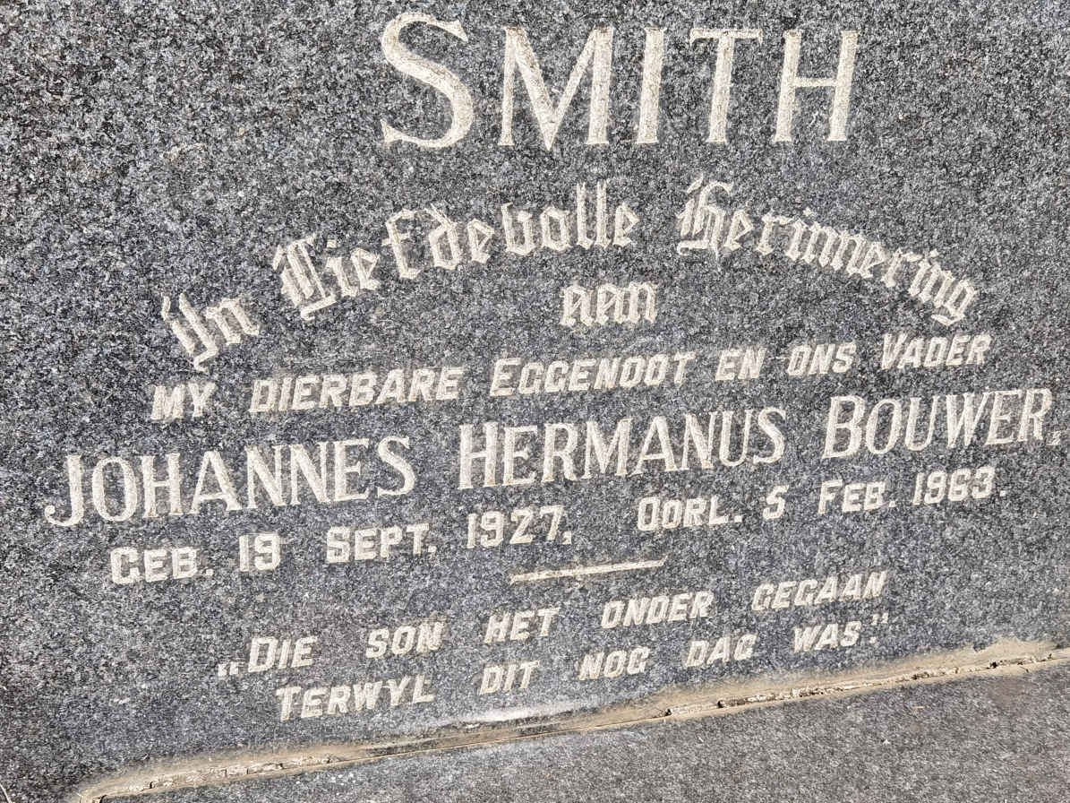 SMITH Johannes Hermanus Bouwer 1927-1963